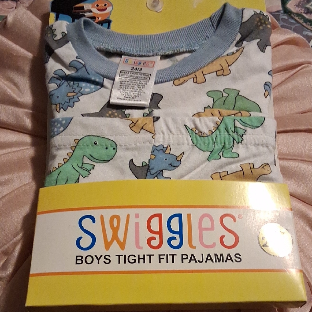 Swiggles Dinosaur Print Pajamas - Blue and Green